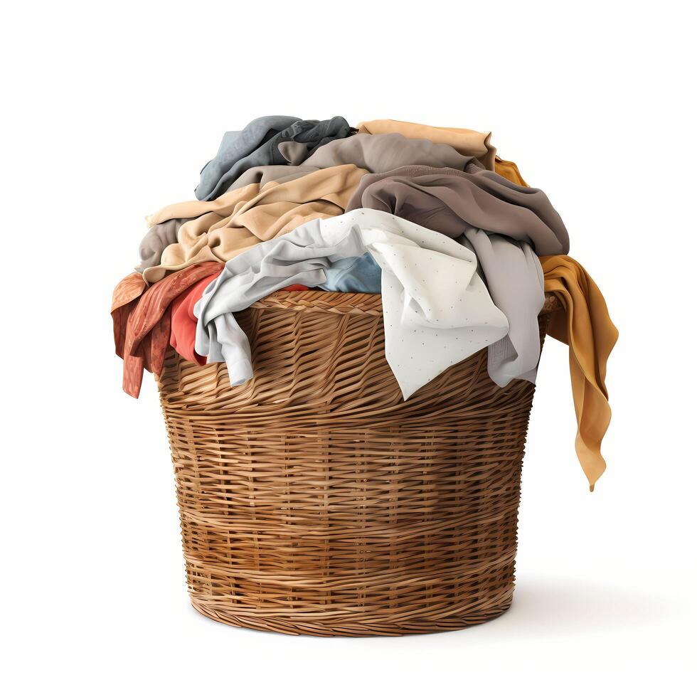 laundry basket with dirty clothes inside AI generative photo