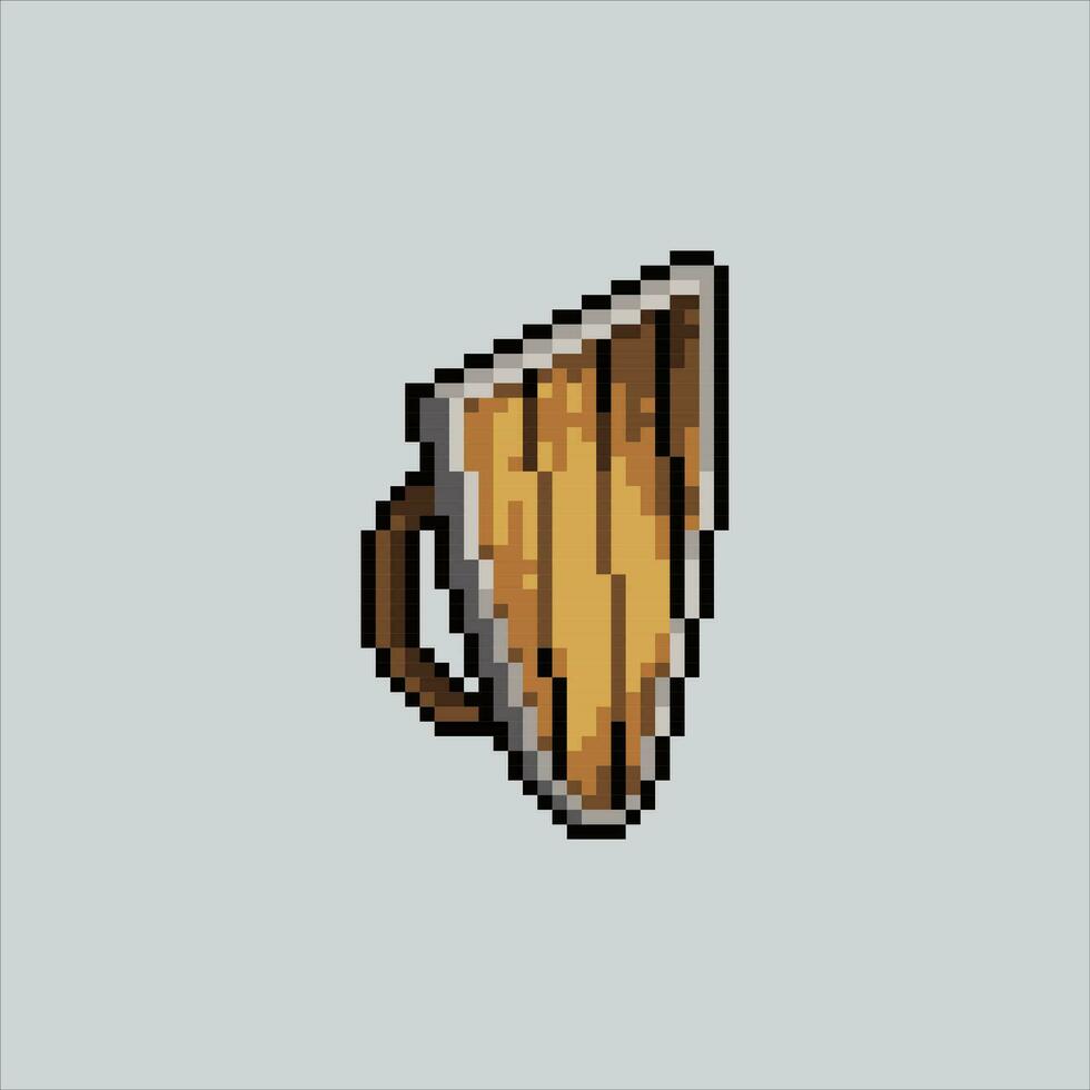 Pixel art illustration shield. Pixelated wooden shield. wood style shield icon pixelated for the pixel art game and icon for website and video game. old school retro. vector