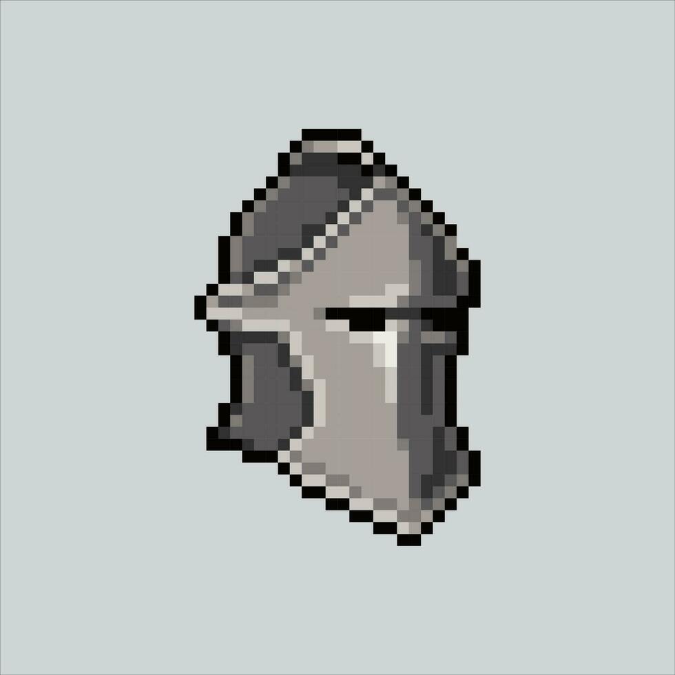 Pixel art illustration knight helmet. Pixelated war helmet. knight medieval helmet icon pixelated for the pixel art game and icon for website and video game. old school retro. vector