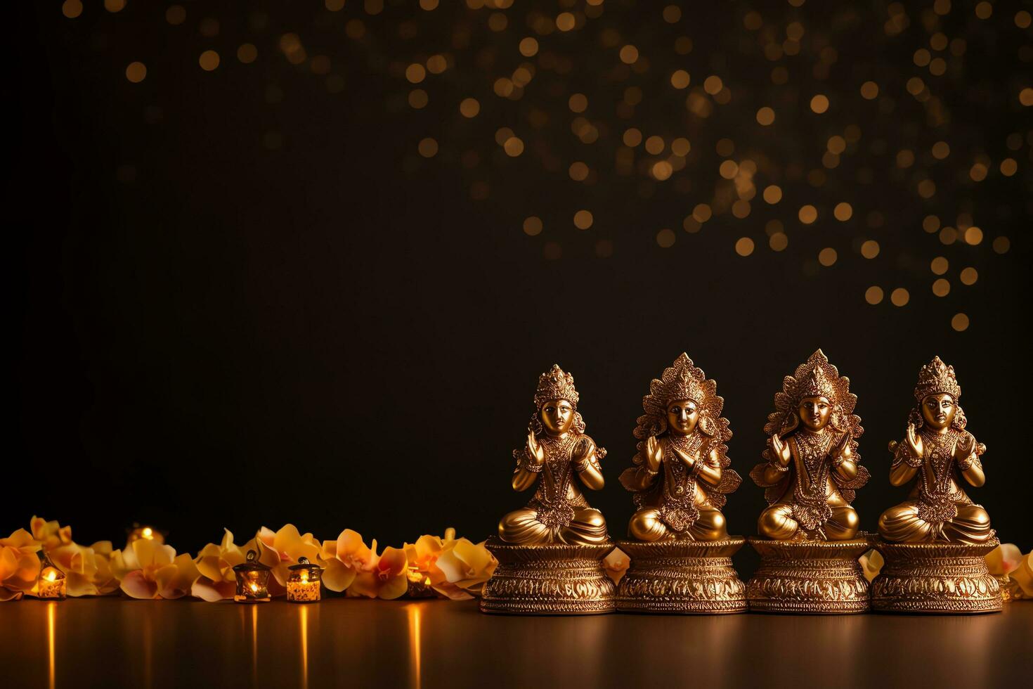 Brass idols diwali background, AI Generated photo