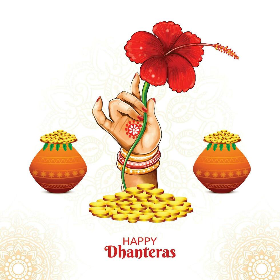 Goddess laxmi blessing for indian festival dhanteras background vector