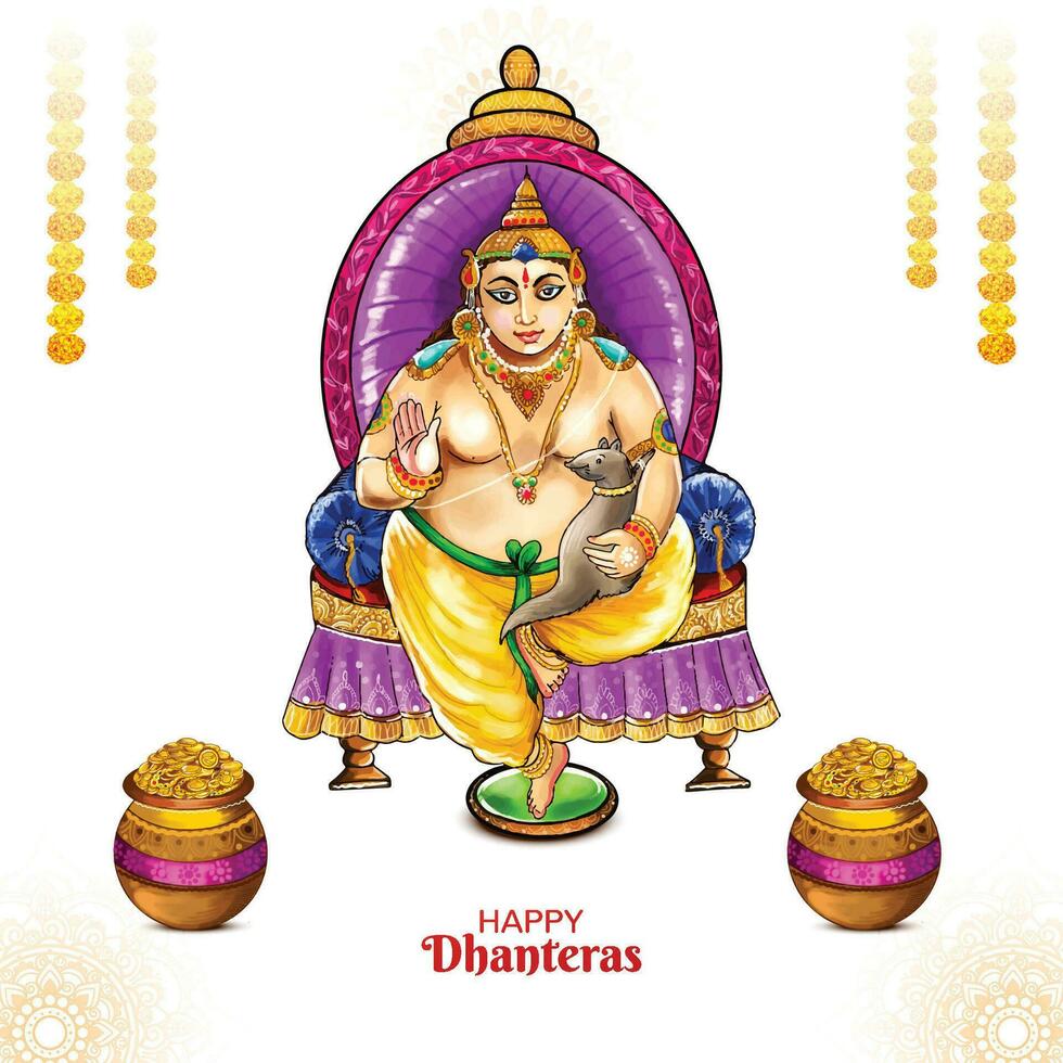 Shubh dhanteras festival celebration lord kuber card background vector