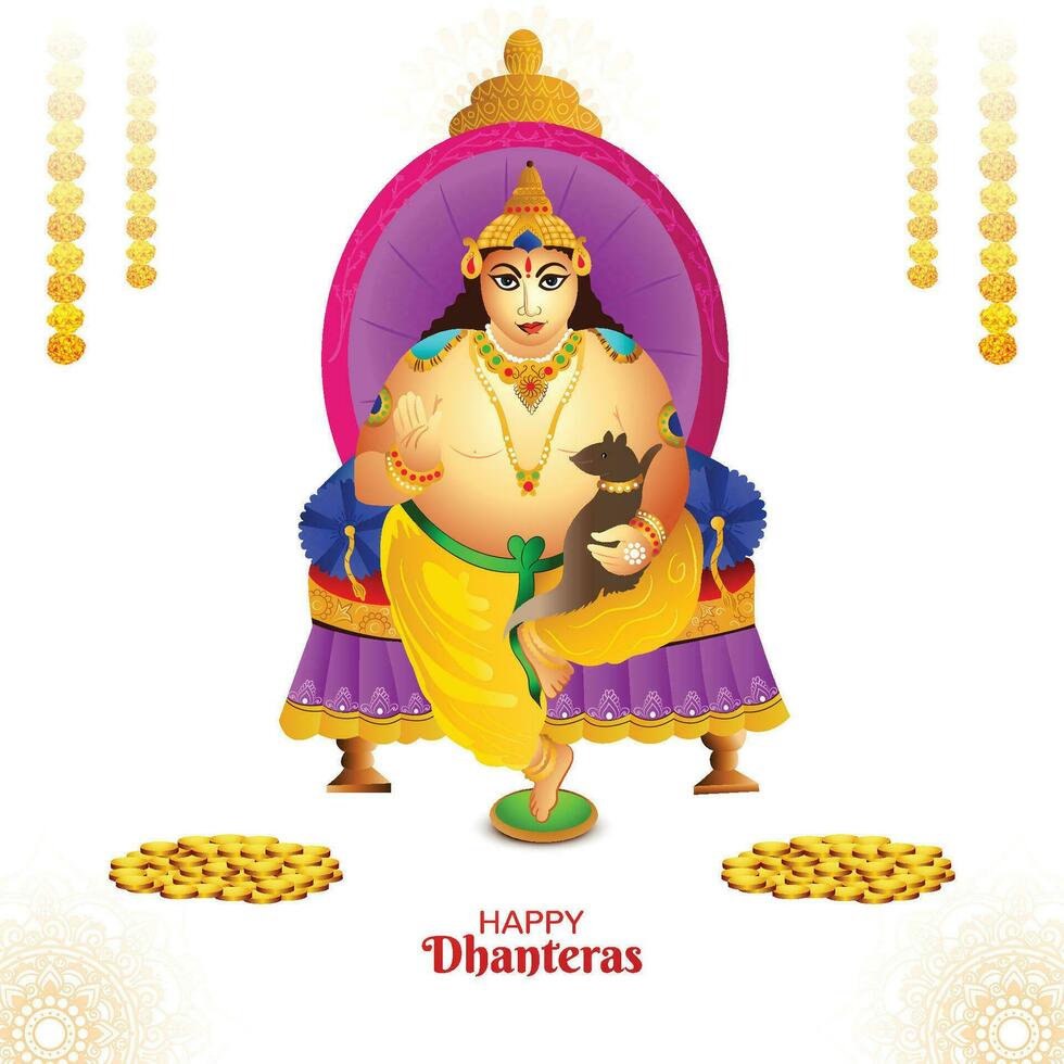 Shubh dhanteras festival celebration lord kuber card background vector