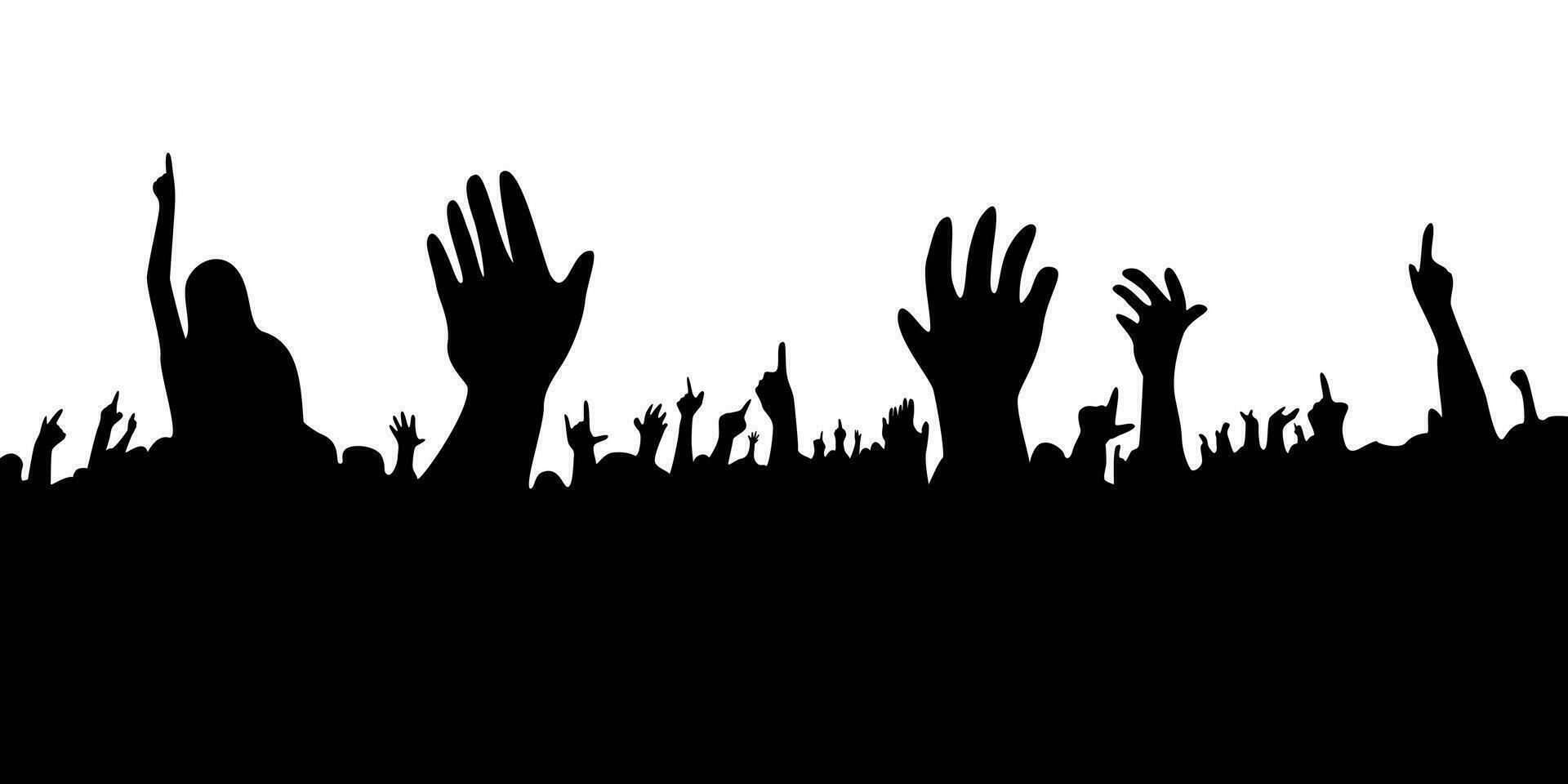 audience in concert silhouette. people crowd in festival icon, sign and symbol. vector