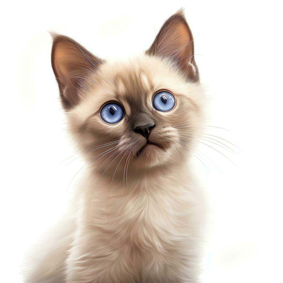 beautiful Burmese Cat watercolor fantasy clipart illustration, AI Generated, AI Generated photo