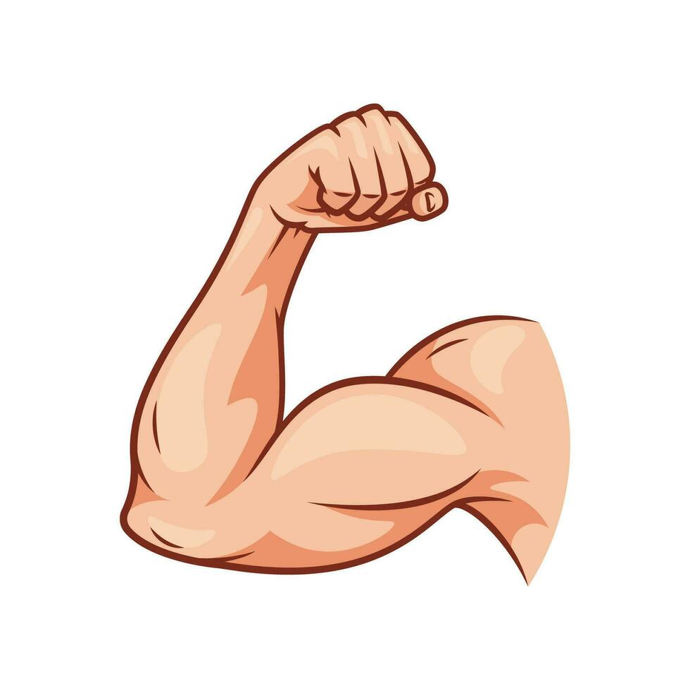 Muscle arms strong biceps vector isolated on white background.