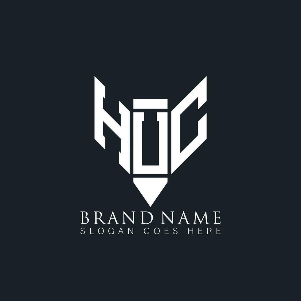 HUC letter logo. HUC creative monogram initials letter logo concept. HUC Unique modern flat abstract vector letter logo design.