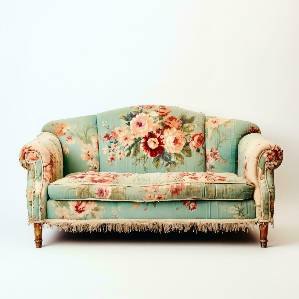 beautiful cottagecore sofa watercolor clipart illustration, AI Generated, AI Generated photo