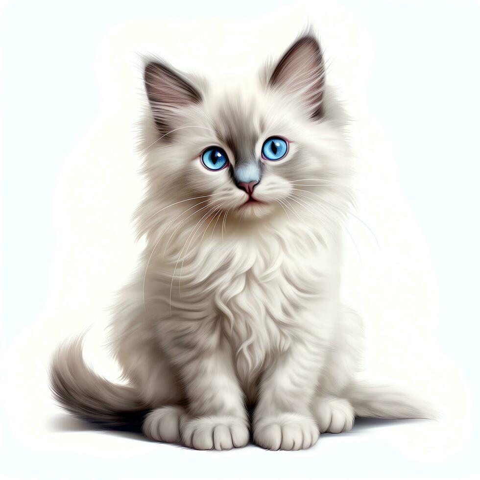 beautiful Ragdoll Cat watercolor fantasy clipart illustration, AI Generated, AI Generated photo