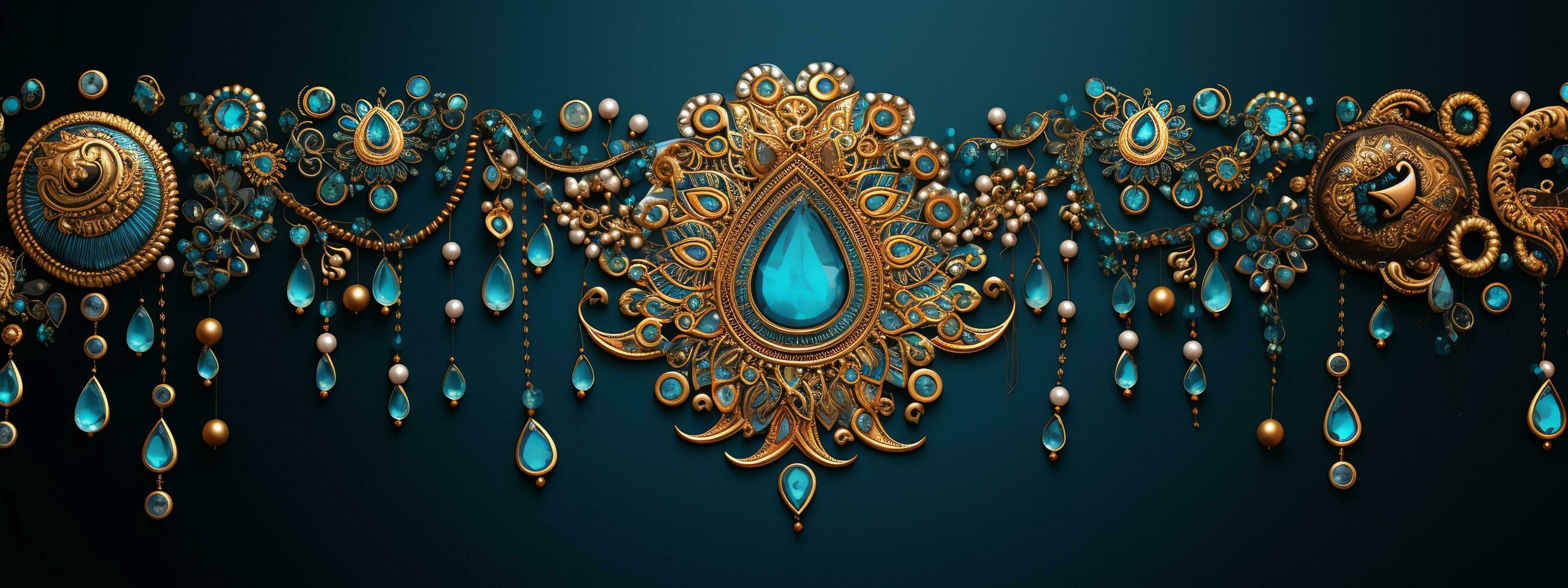 Traditional Indian jewelry diwali banner, AI Generated photo