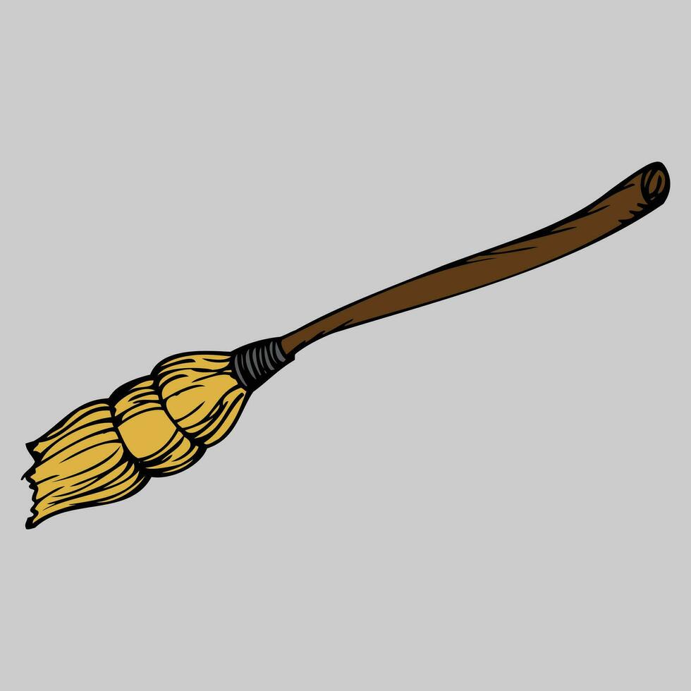 Witch Flying Broom Vector Clipart