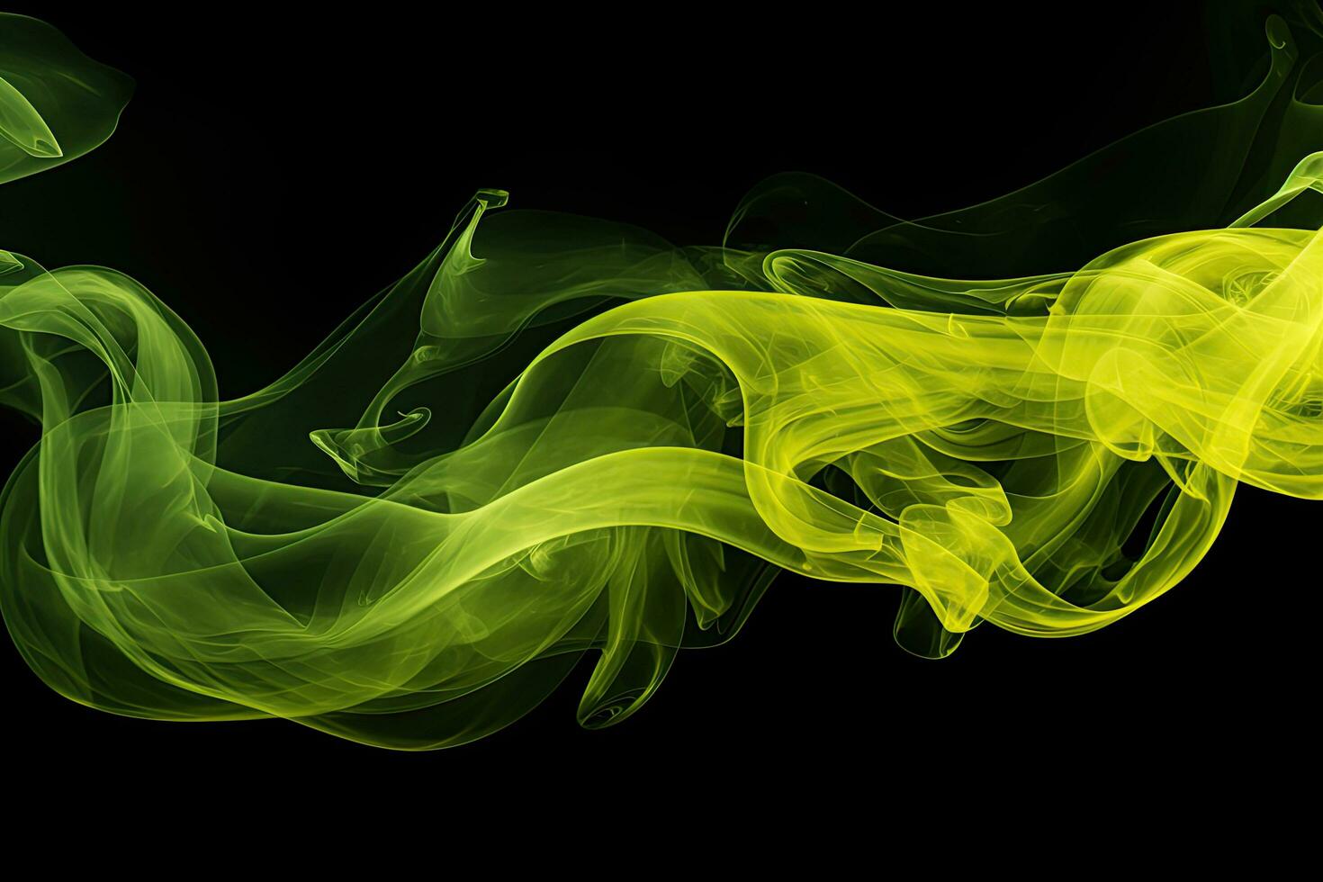 Modern background with smoke effect, color mixing, yellow and green. Generative AI photo