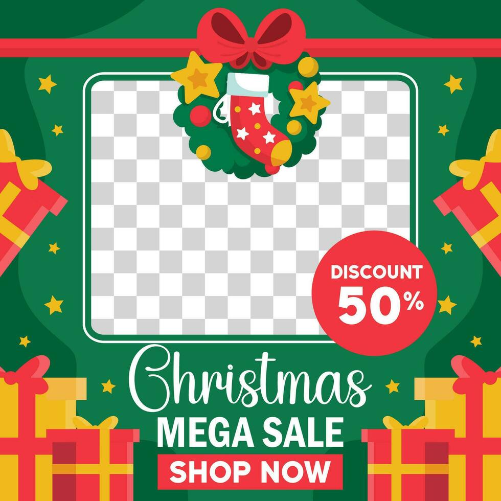 Christmas sale vector illustration.Christmas template for sale banner, design for social media. Vector eps 10