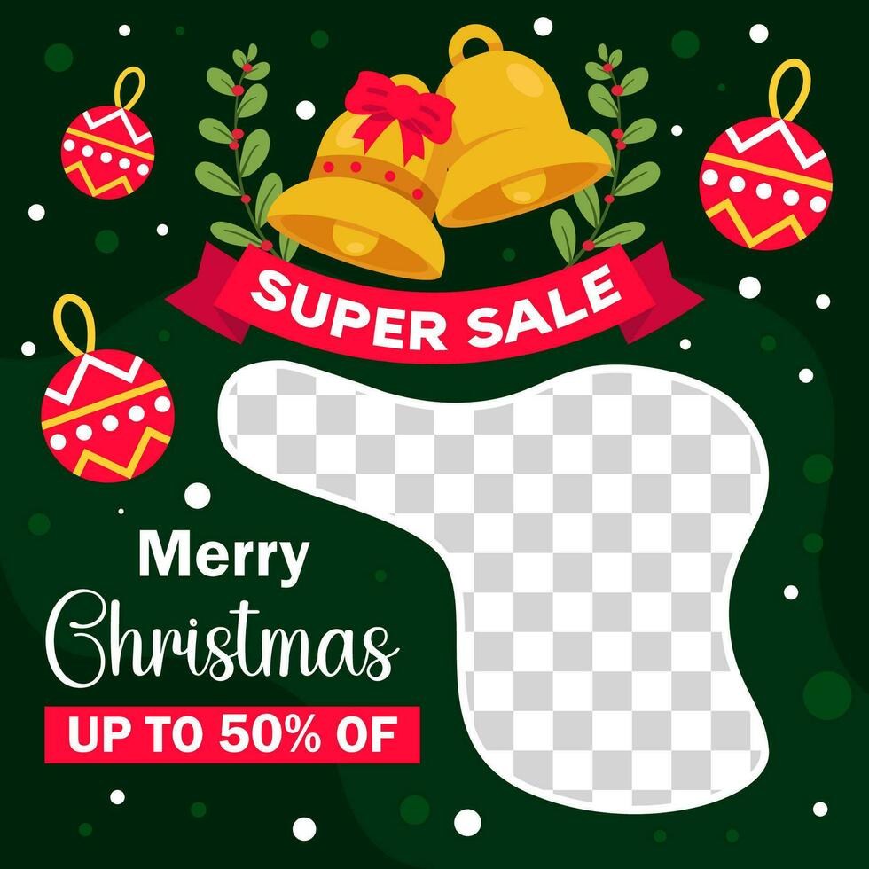 Christmas sale vector illustration.Christmas template for sale banner, design for social media. Vector eps 10