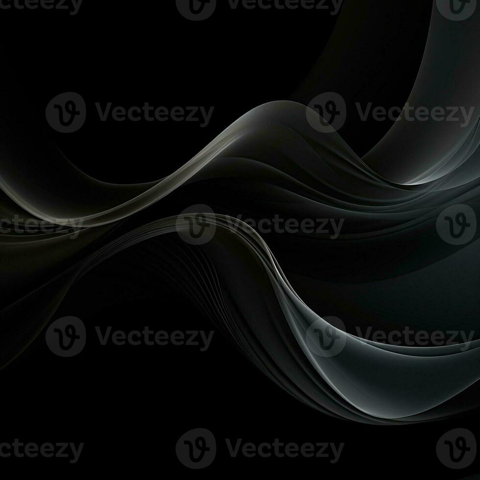 Simple black background, empty space for text, smoke, waves. Generative AI photo