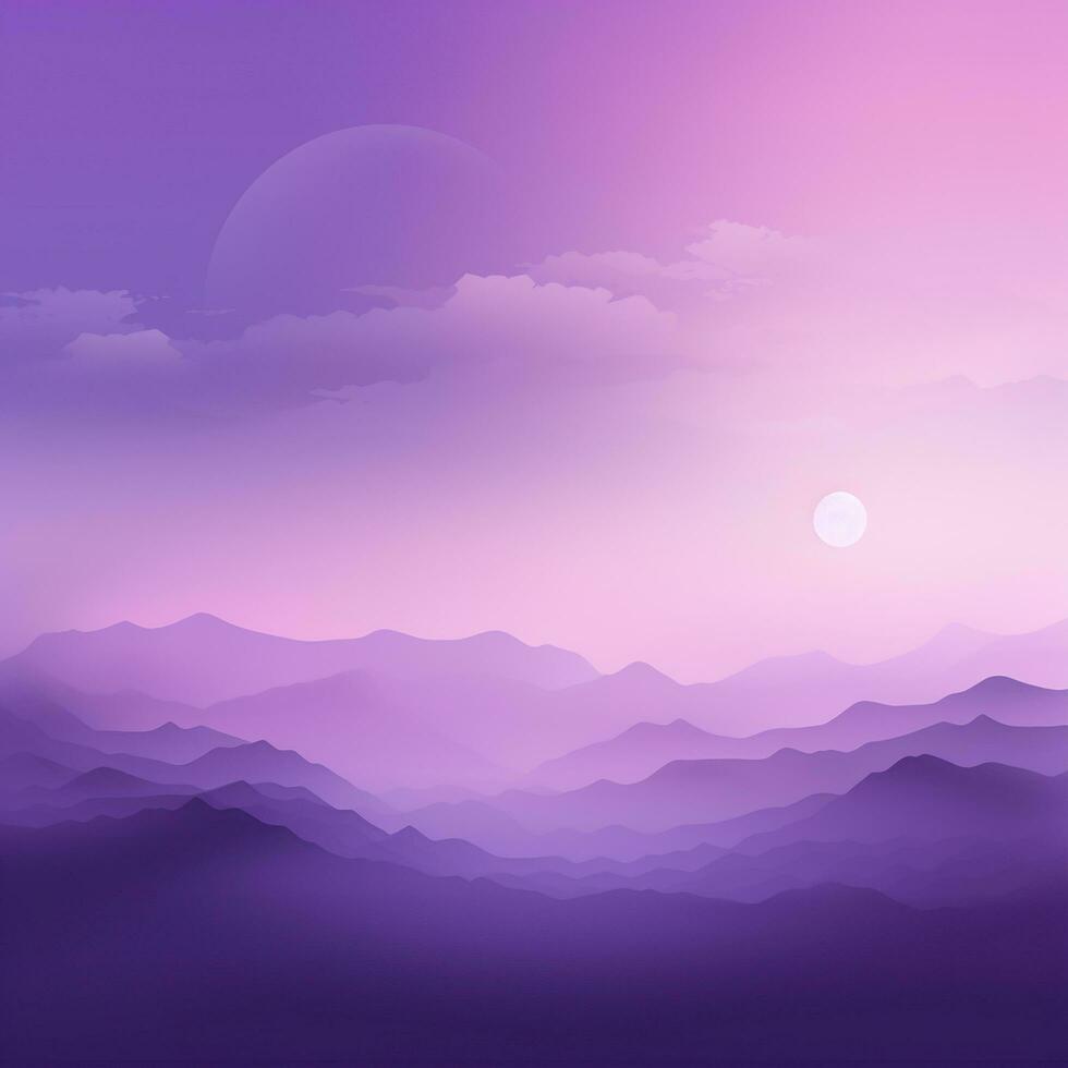 Purple night landscape, image of nature, sky, mountains. Generative AI photo
