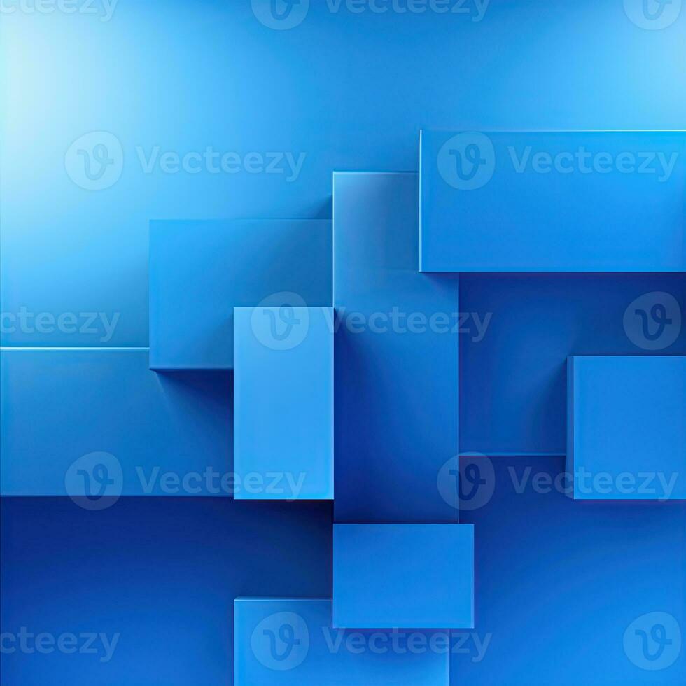 Simple geometric blue background for design, cubes, blocks, square. Generative AI photo