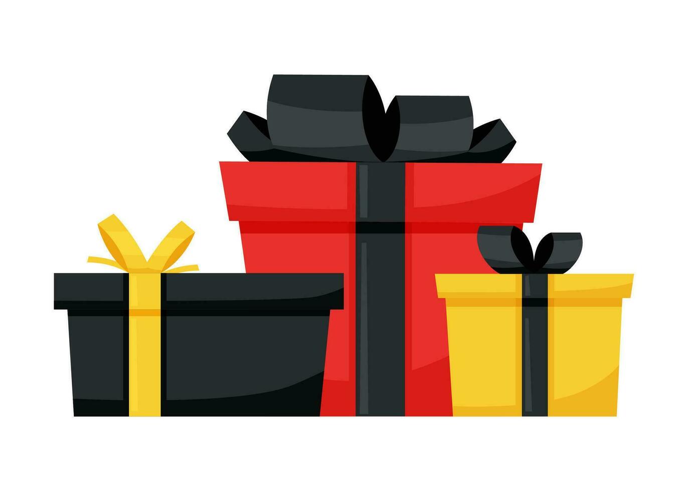 Three gift boxes on white background. vector