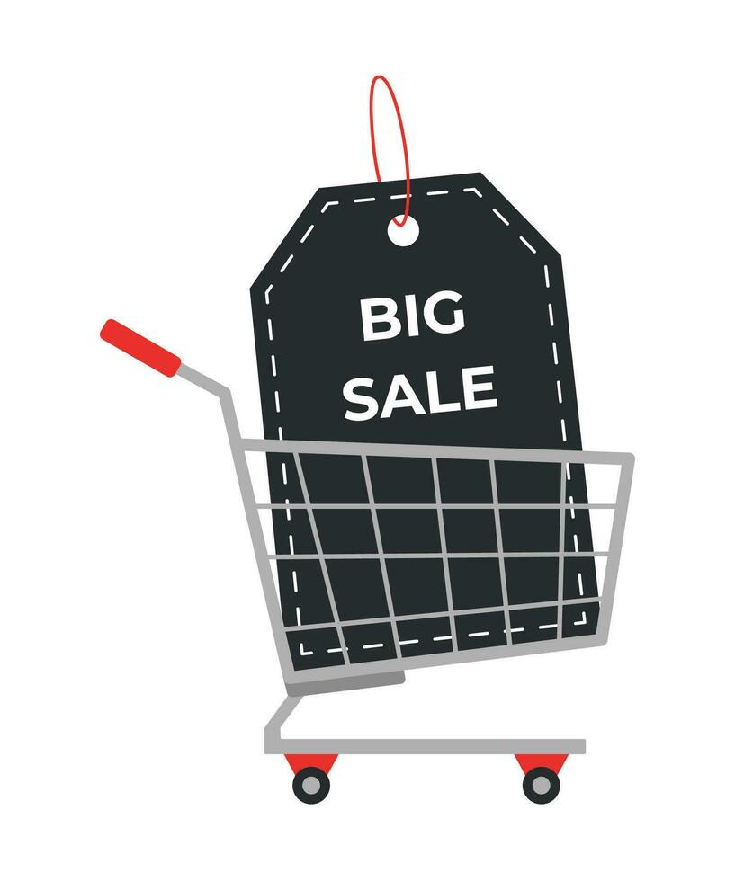 Shopping cart with big label vector