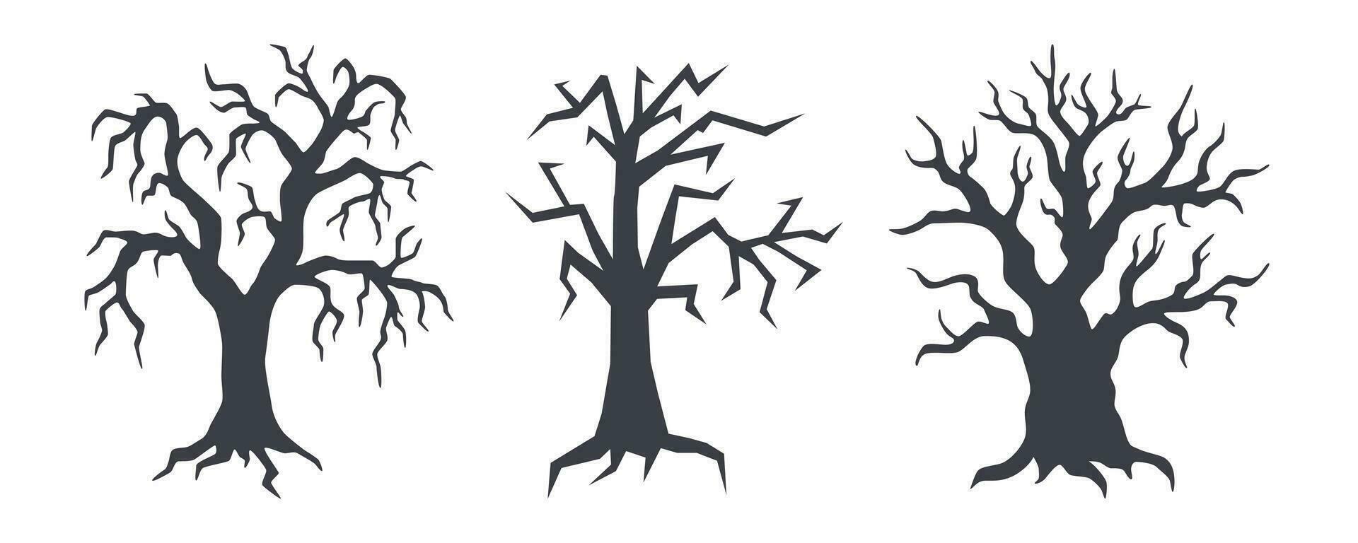 Halloween trees set vector