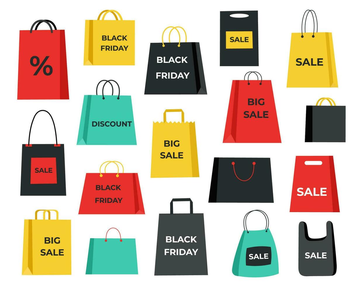 Set bags Black Friday vector