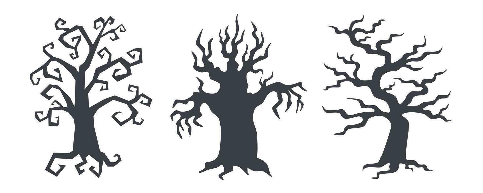 Halloween trees set vector