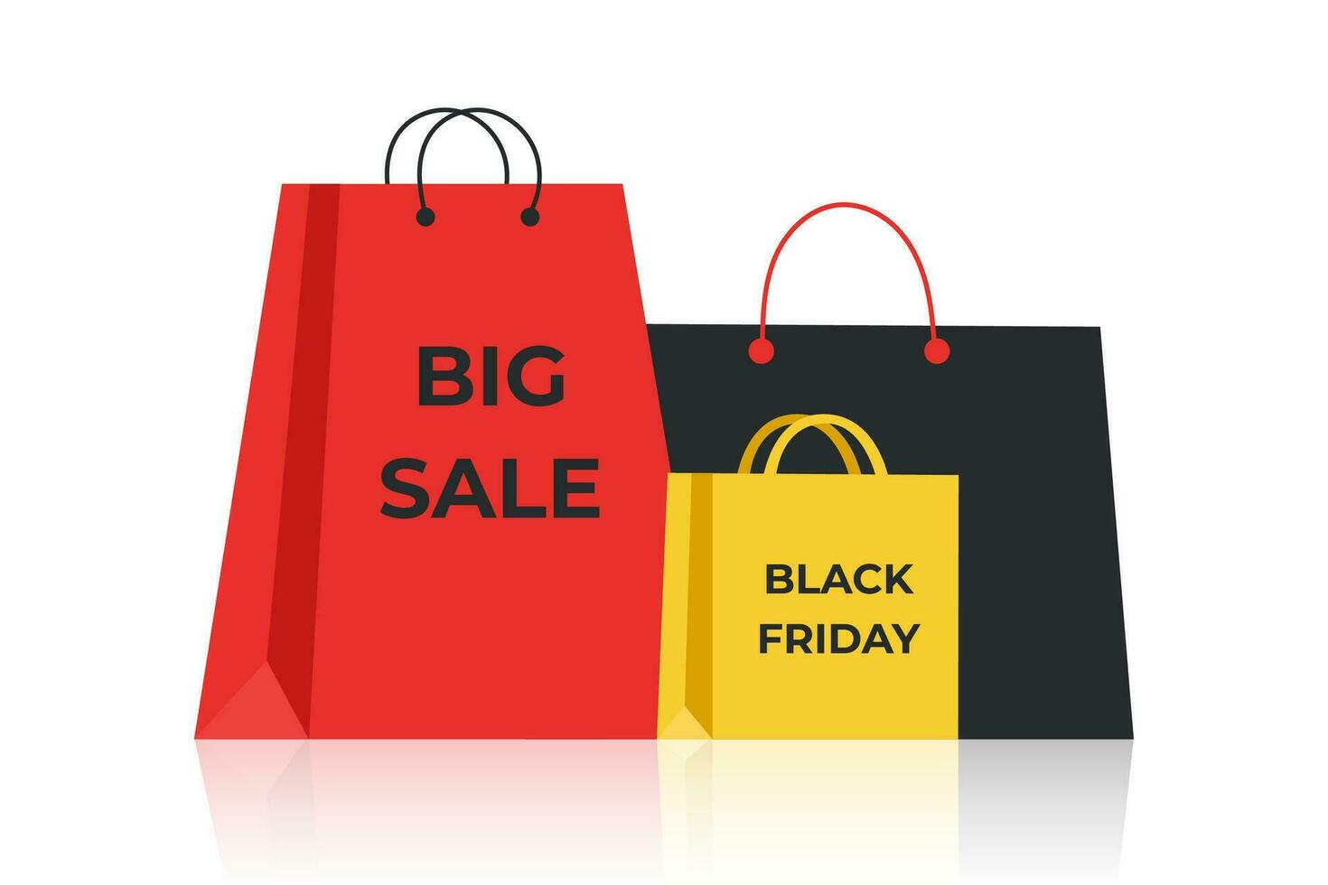 Three shopping bags. Sale concept. vector