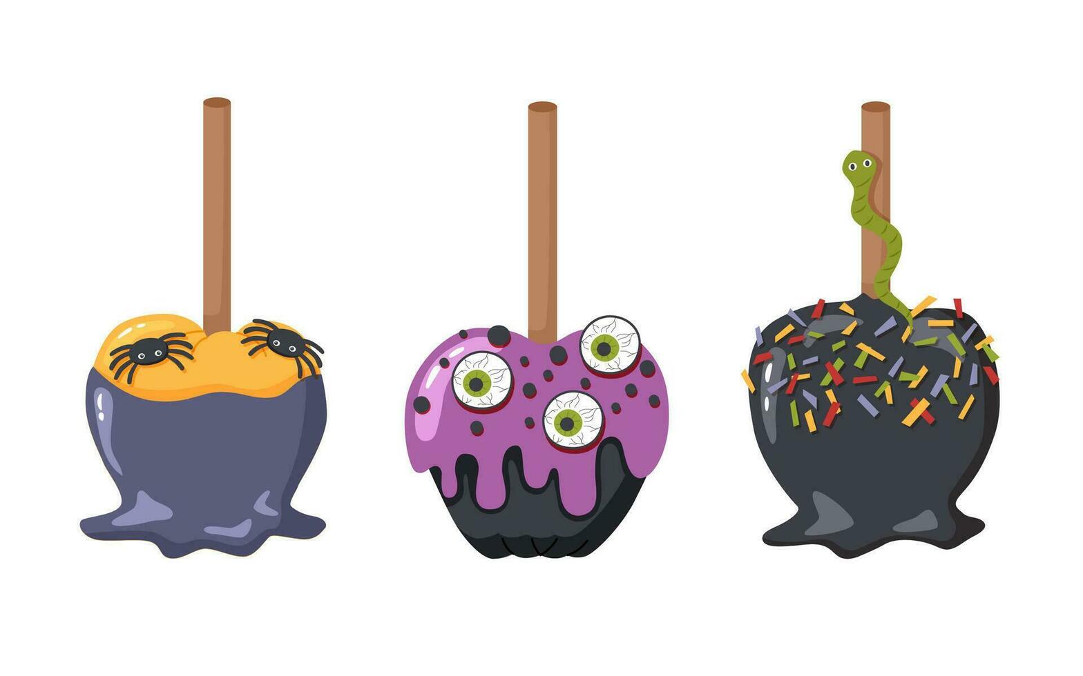 Set of Halloween apples vector