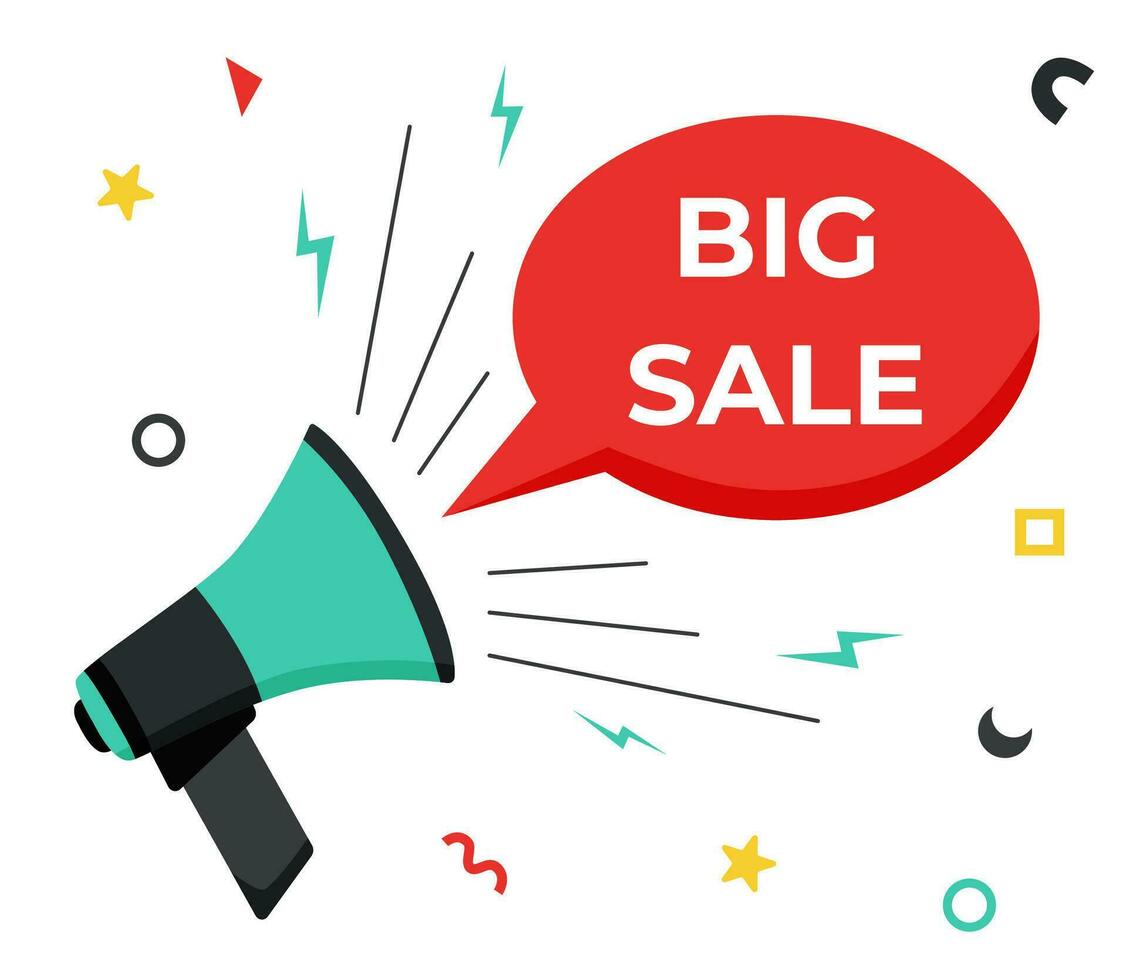 Black Friday and sale background. Megaphone with speech bubble. vector