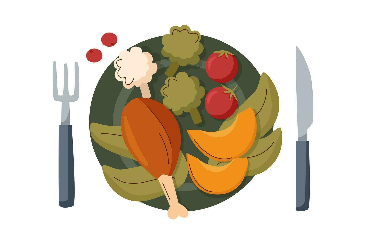 Thanksgiving plate top view vector