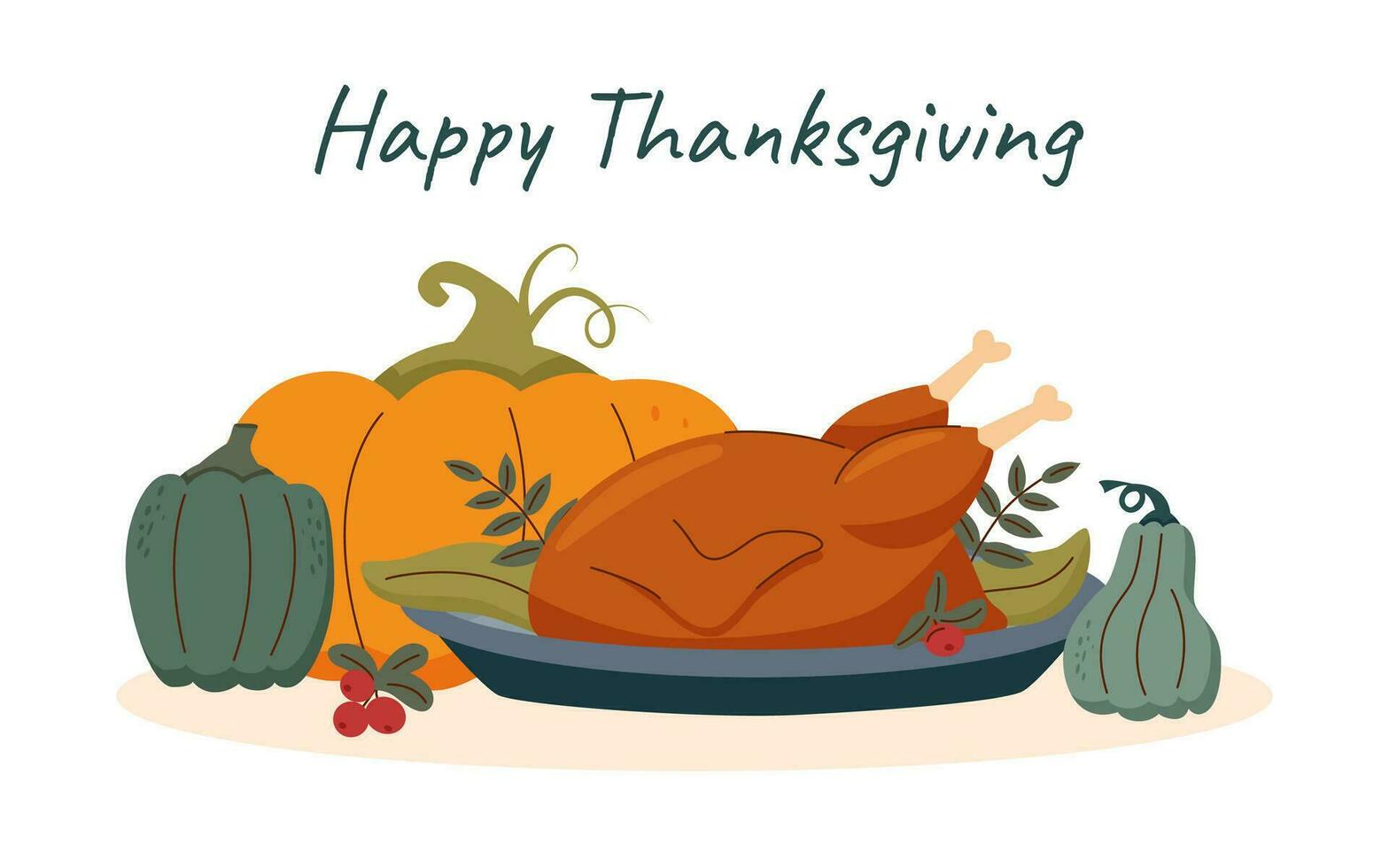 Thanksgiving background with turkey and pumpkins vector