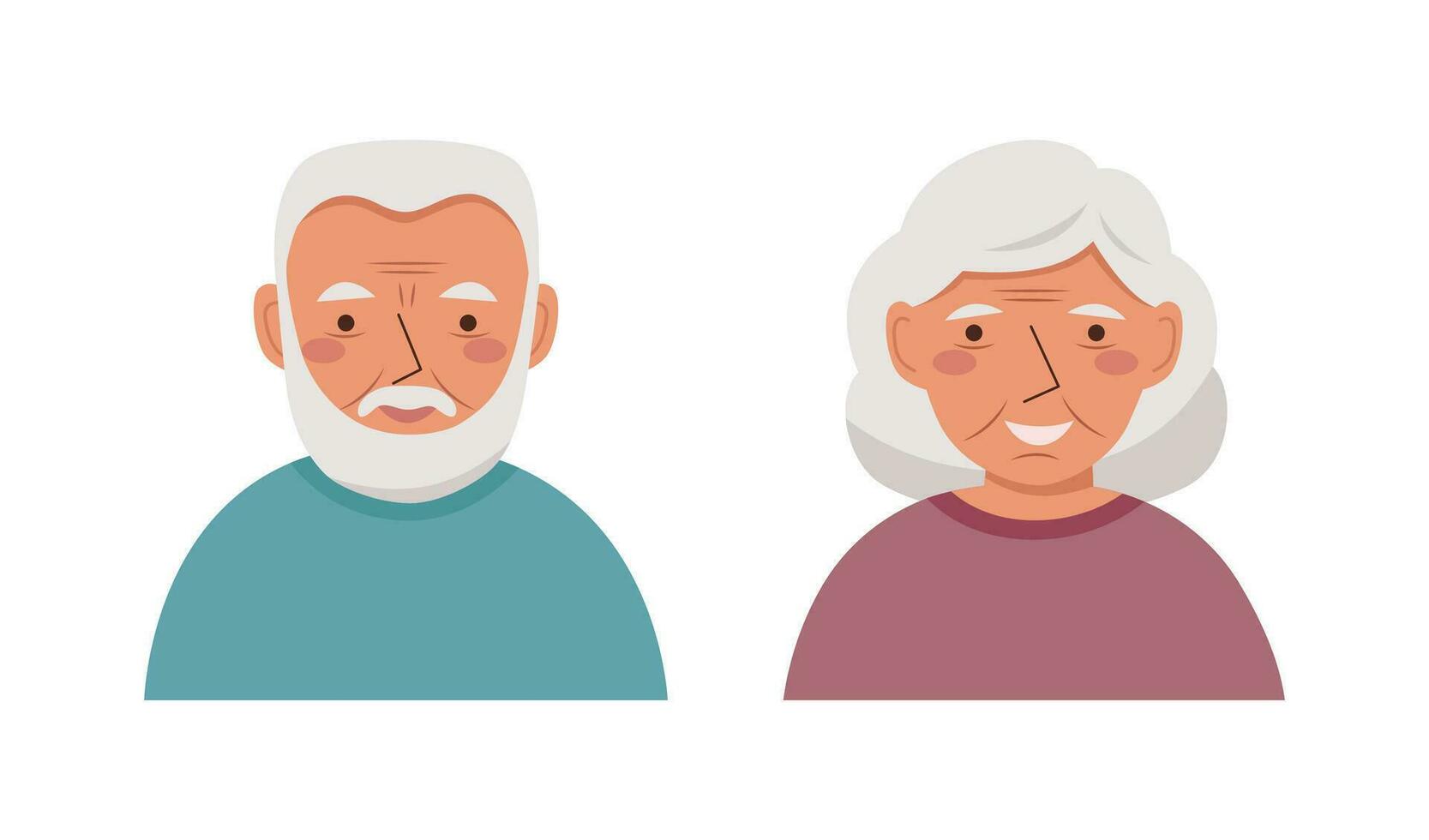 Elderly man and woman avatars vector