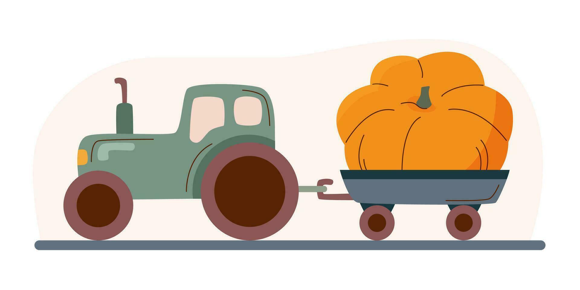 Tractor with pumpkins vector