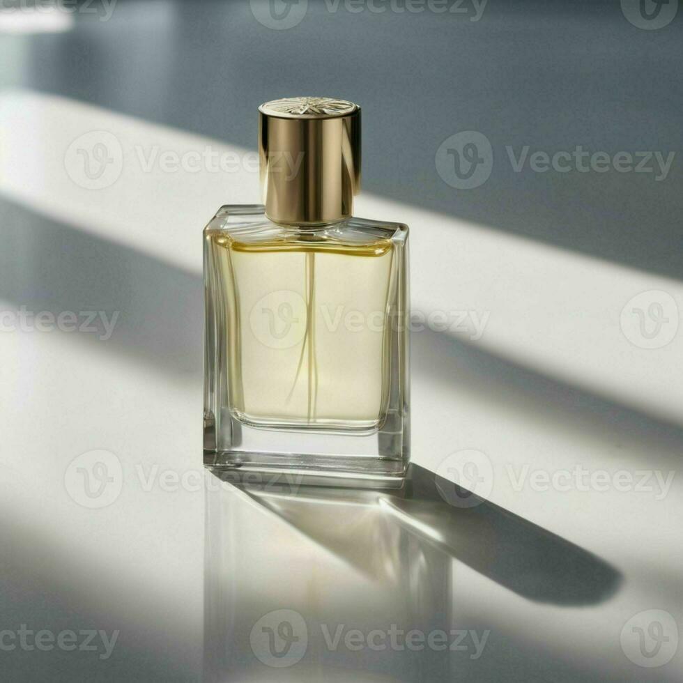 Empty perfume bottle mockup photo