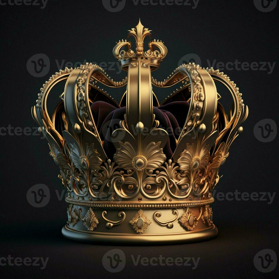 Royal Gold crown isolated on white background. AI Generative photo