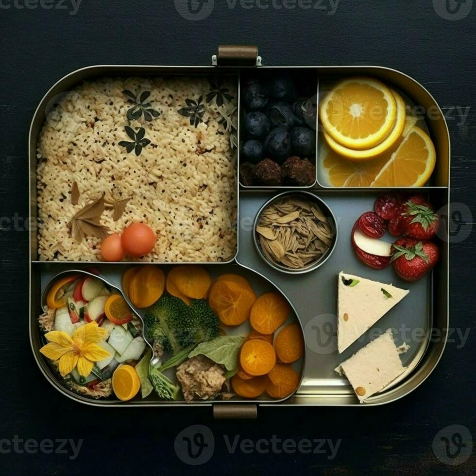 Zero waste plastic-free lunch boxes. AI Generative 31715457 Stock Photo
