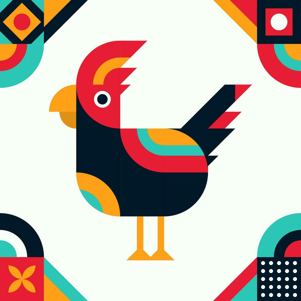 Abstract Flat Design Chicken Mosaic vector