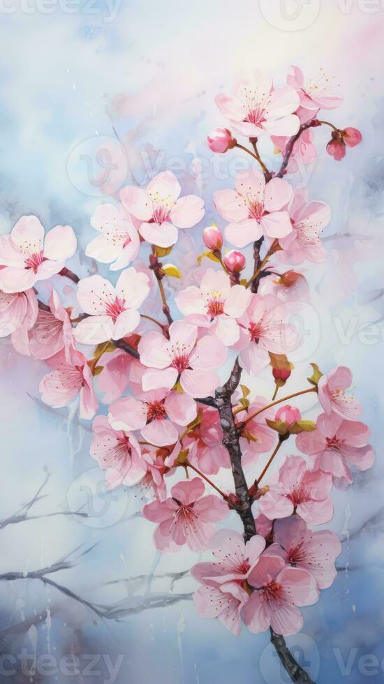 Flowers watercolor. Colorful floral background. AI Generated. photo