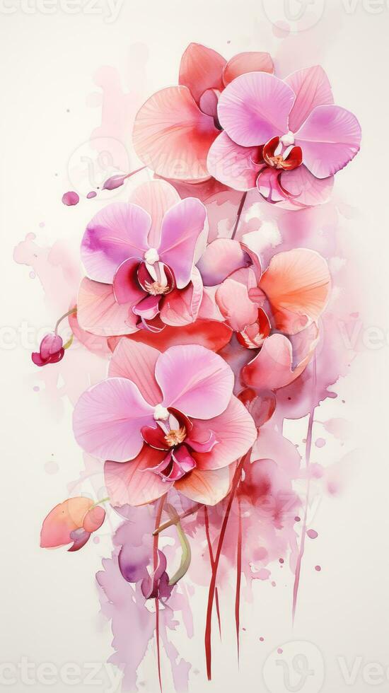 Flowers watercolor. Colorful floral background. AI Generated. photo