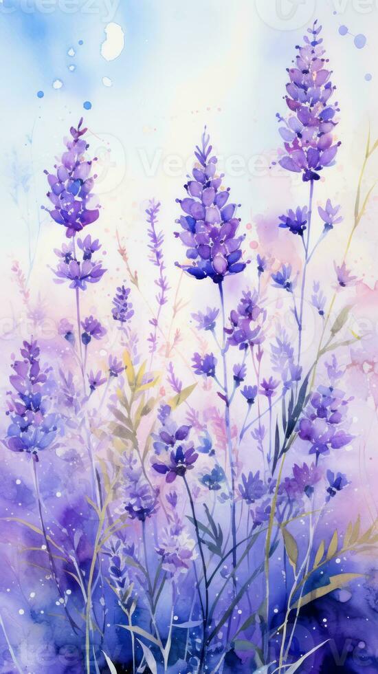 Flowers watercolor. Colorful floral background. AI Generated. photo