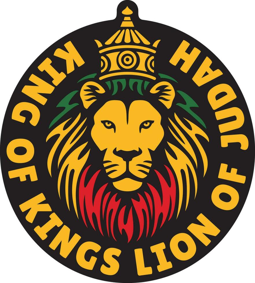 King of Kings. Lion of Judah. Rastafarian Reggae Symbol. Vector illustration.