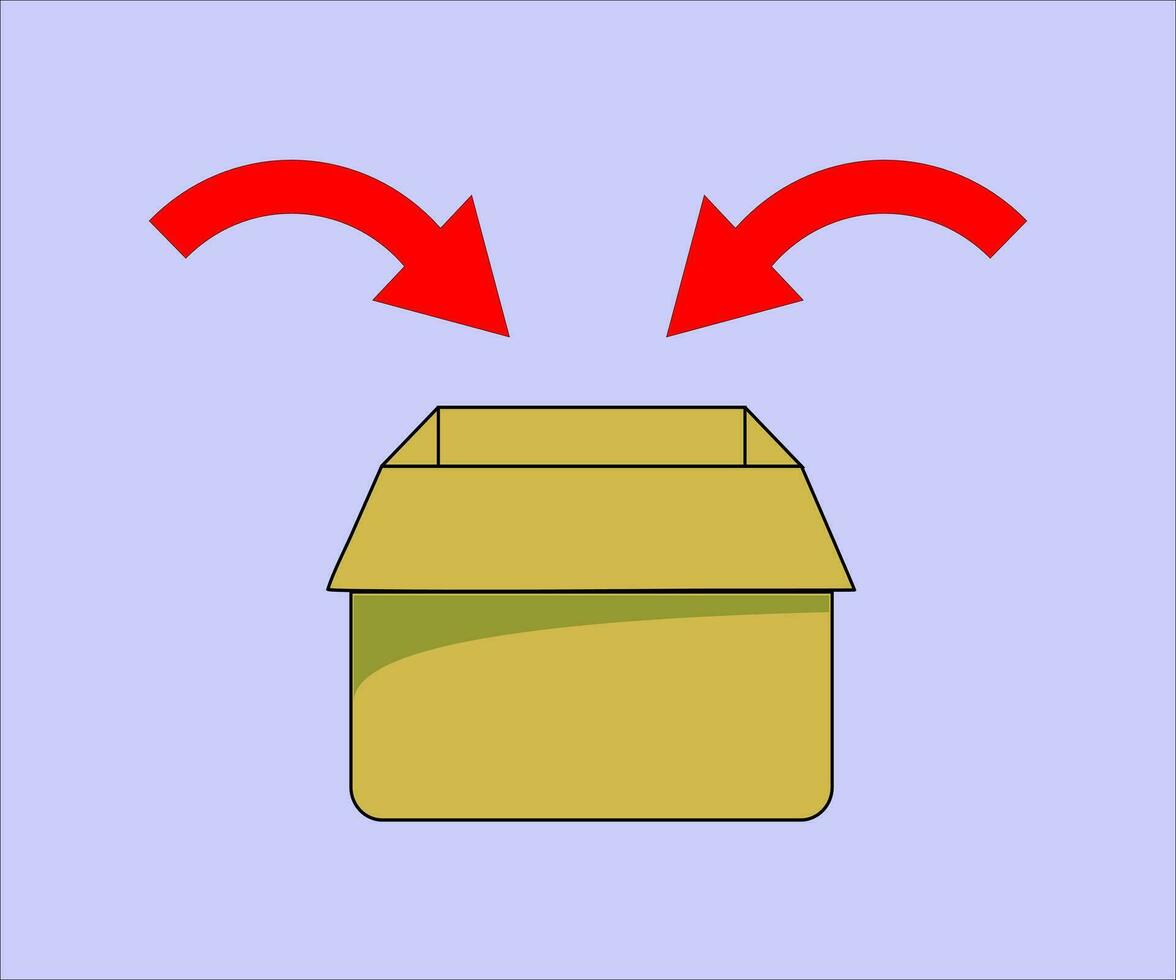 caja ilustración vector con dos flechas señalando interior