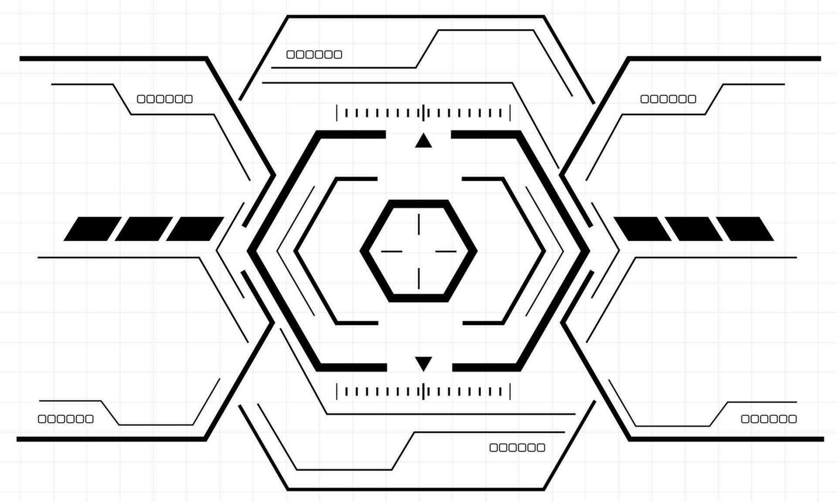 hud ciencia ficción interfaz pantalla ver negro geométrico en blanco diseño virtual realidad futurista tecnología creativo monitor vector