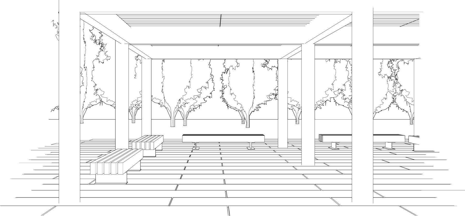 3D illustration of building project vector