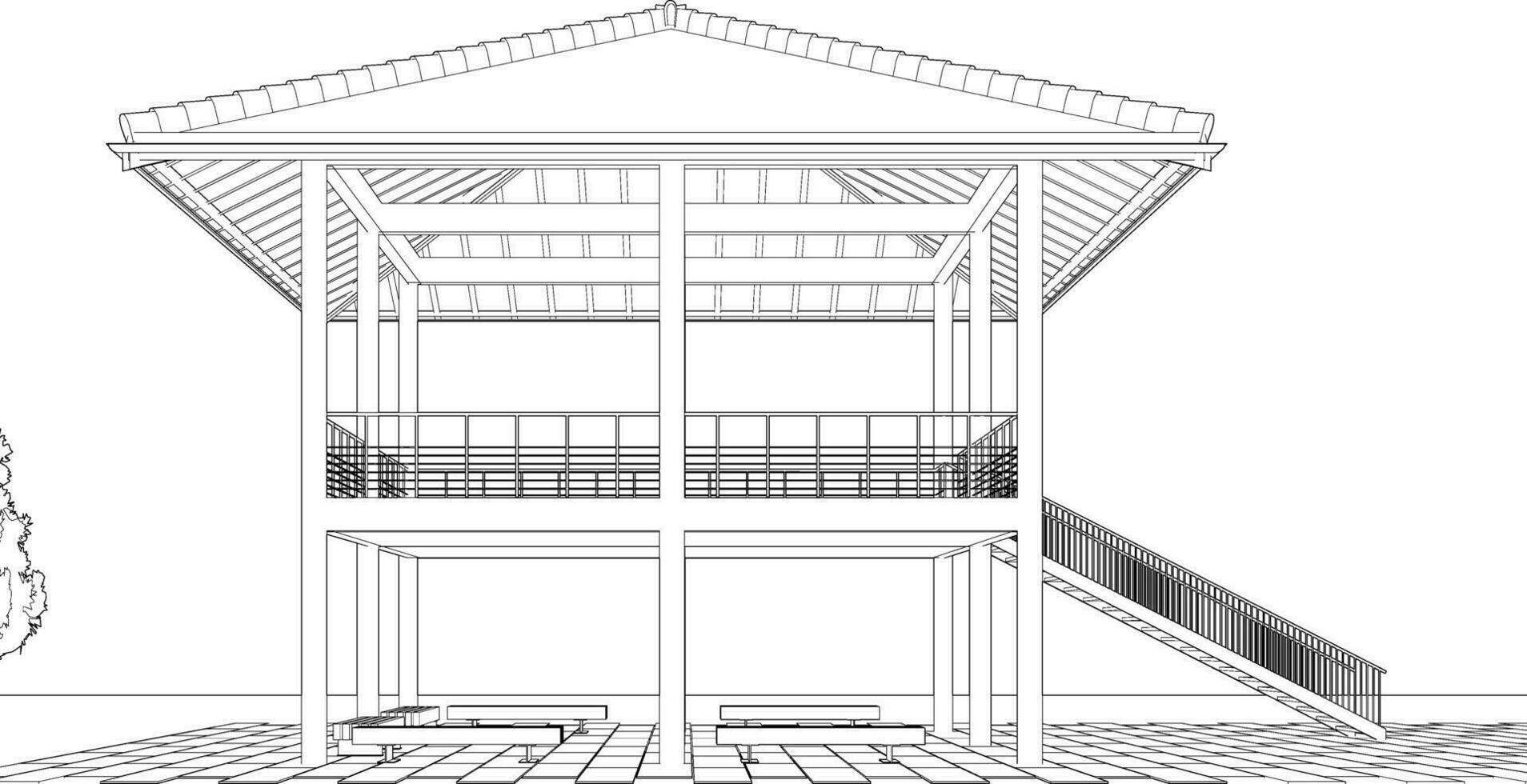 Ilustración 3D del proyecto de construcción vector