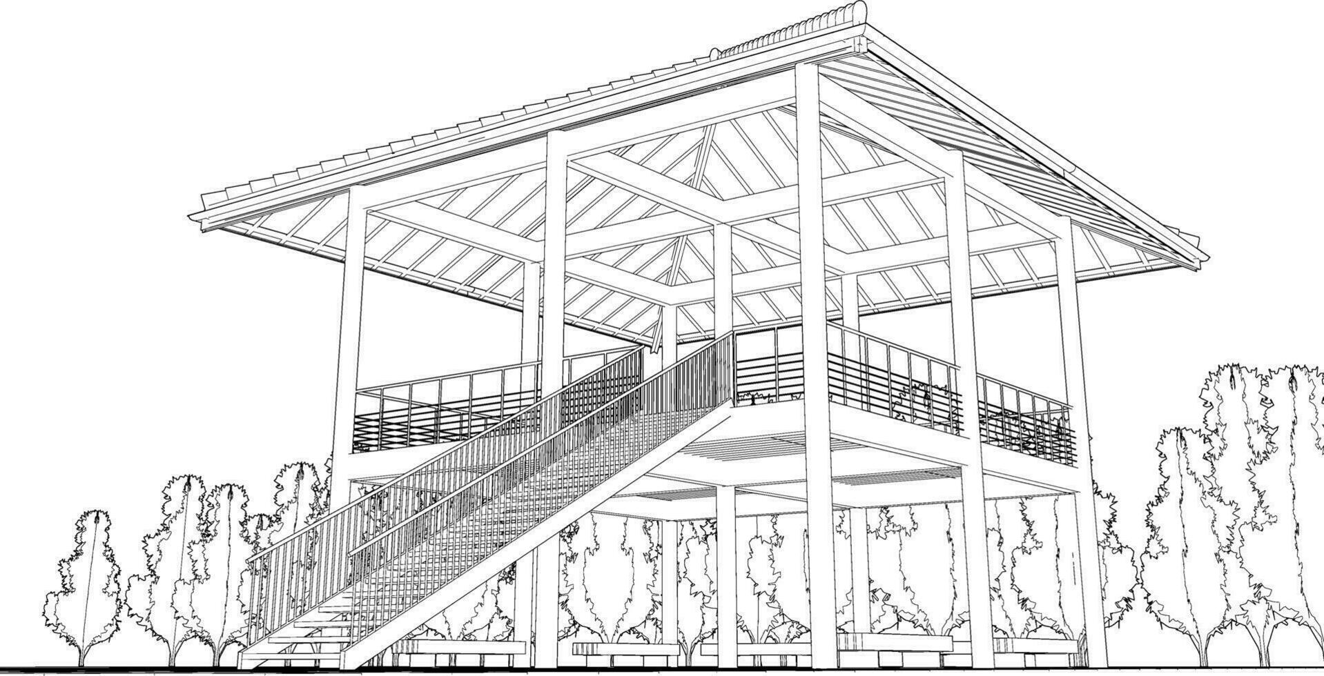 3D illustration of building project vector