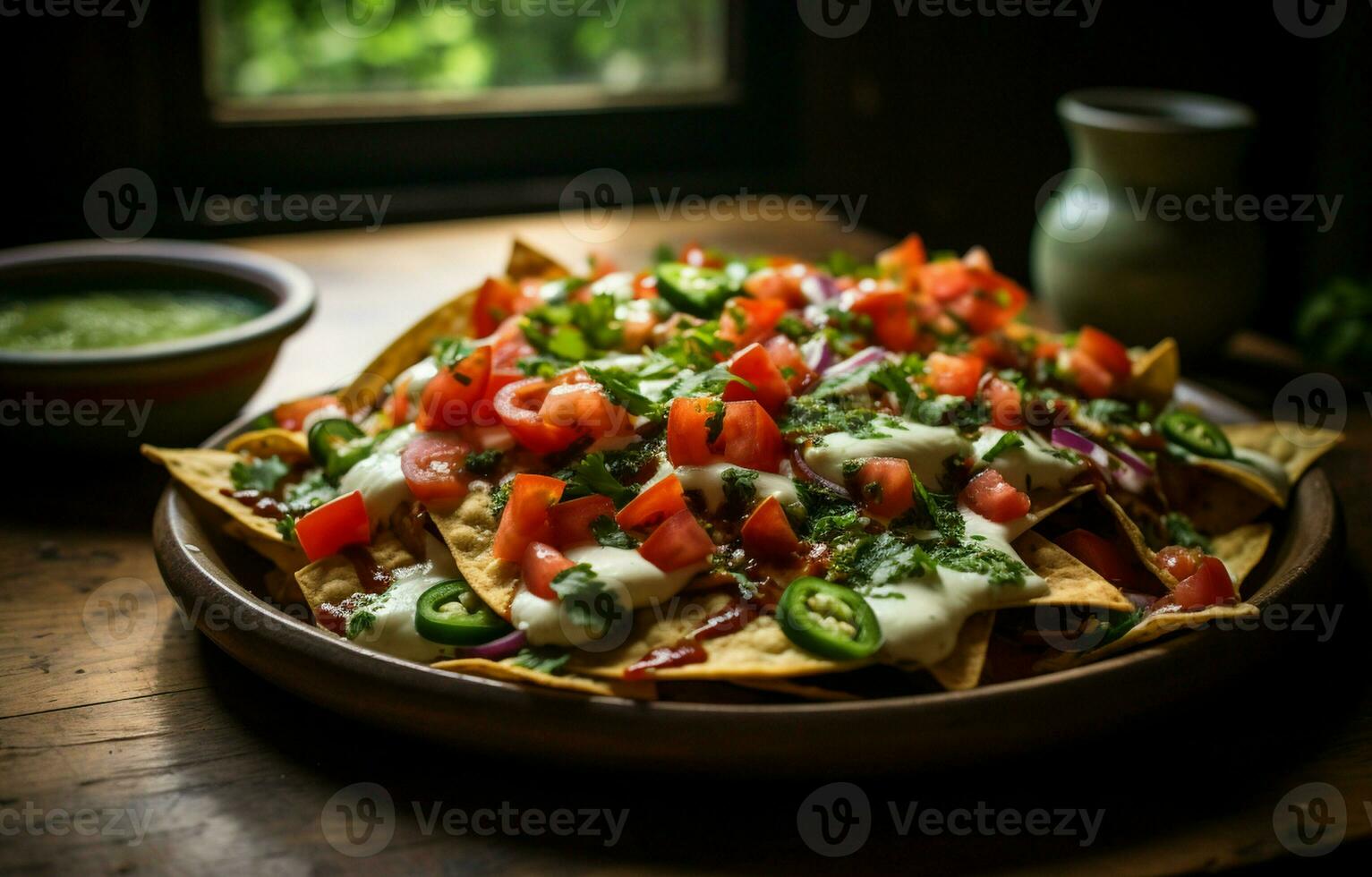 el cálido, pegajoso queso y picante tomate salsa son el Perfecto combinación. yo amor teniendo meriendas mientras yo trabajar, y estos nachos golpear el lugar. ai generativo foto