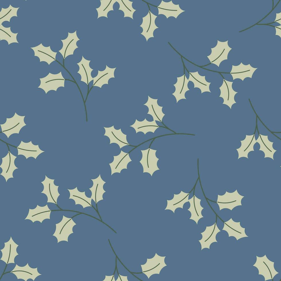 Christmas seamless pattern decorative branch with leaves. Perfect for seasonal gift paper, textile, celebration design vector
