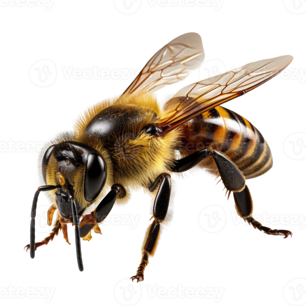 Honey bee isolated on transparent background, created with generative AI png