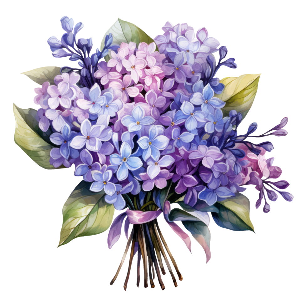 Watercolor lilac flower Illustration. Ai Generated PNG